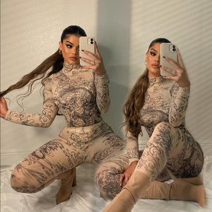 FASHION NOVA MESH MATCHING SET - BEIGE